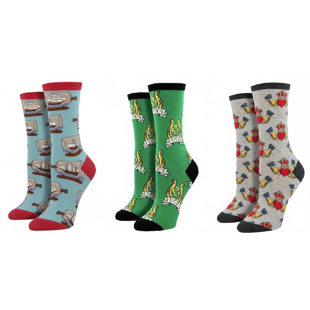 NEW SOCKSMITH women's ship in a bottle & luck of the irish & claddagh socks - se